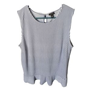 Ann Taylor Factory blue/white Striped Sleeveless Peplum top